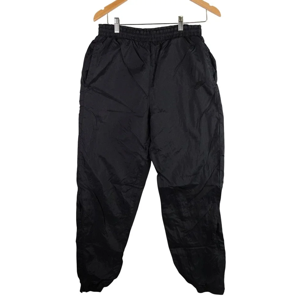 Vintage Nike Mens Black Nylon Track Pants Joggers Lined F20308 RNF Size Medium